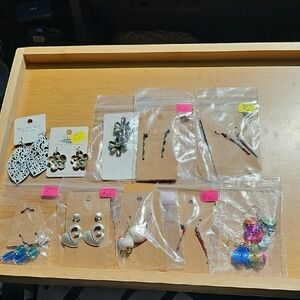 Assorted Earrings Set with Silver and Colorful Designs